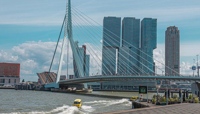Erasmusbrug en watertaxi in Rotterdam